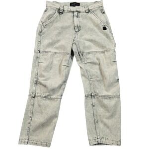 Teddy Fresh Jeans Mens 28 Green Acid Wash Carpenter Utility Workwear Denim